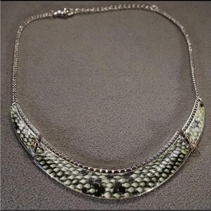 Snake Print Silver Necklace